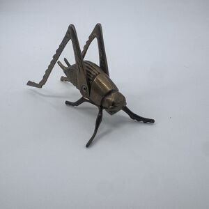 Vtg Solid Brass Cricket Grasshopper Figurine Paperweight Articulating Legs